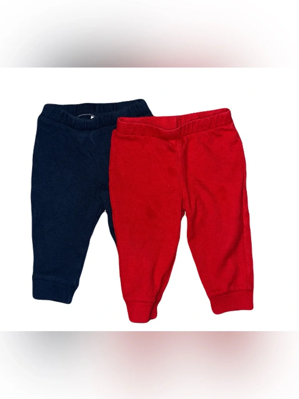 Garanimals Red & Navy Knit Jogger Pants Set for Kids 6-9m